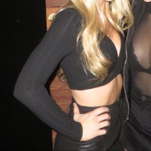 Lf Black Ribbed Crop Top